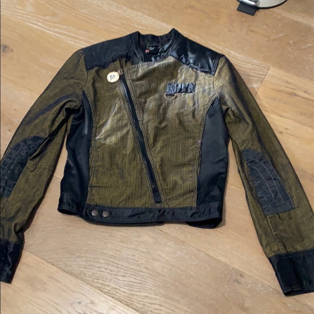 Diesel Green and Black Biker/Bomber Jacket